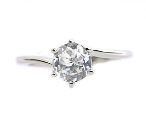 Certified White Topaz Solitaire Ring