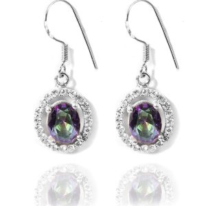 925 Silver Certified Mystic Topaz Drop Earrings