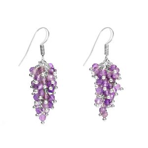 Certified Natural Amethyst Gemstone Beads Bunch Fashionable Trendy Earring for Women
