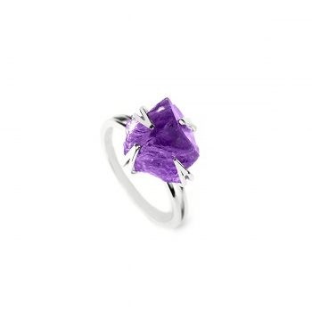 Certified Raw Amethyst Gemstone Ring