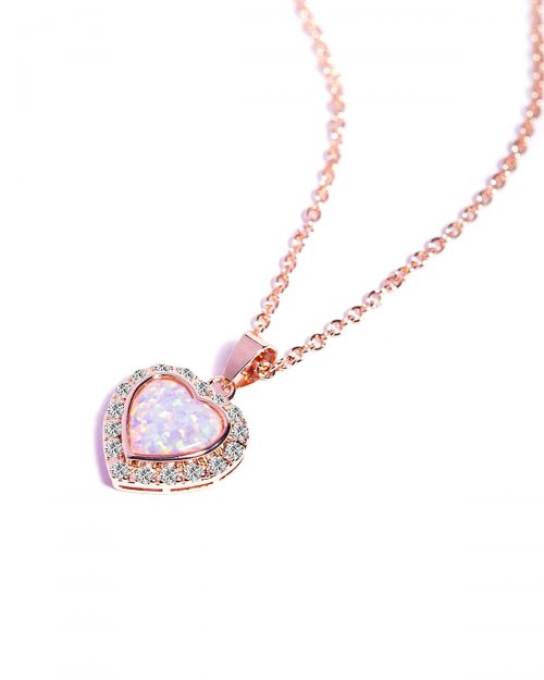 Cultured Opal Gemstone Heart Pendant - Image 2