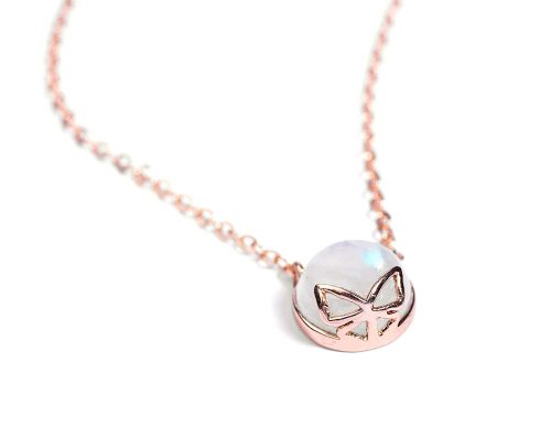 Certified Moonstone Gemstone Butterfly Pendant - Image 2