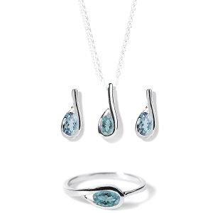 Aquamarine Gemstone Jewelry Set