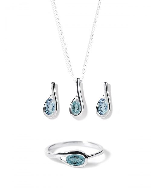 Aquamarine Gemstone Jewelry Set