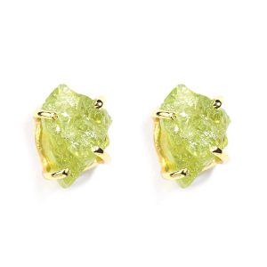 Certified Peridot Rough Stud Earrings for Women