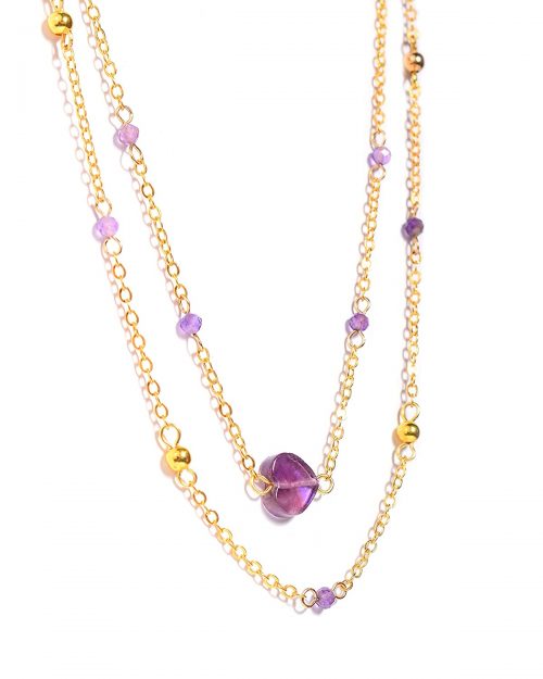 Certified Amethyst Gemstone Heart Layered Necklace - Image 3