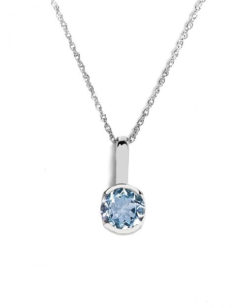 Certified Blue Topaz Gemstone Bezel Pendant