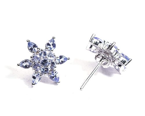 925 Sterling Silver Certified Tanzanite Gemstone Luxury Stud Earrings - Image 3