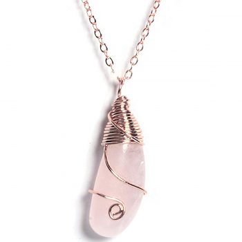 Natural Rose Quartz Gemstone Love Magnet Crystal Chain Pendant