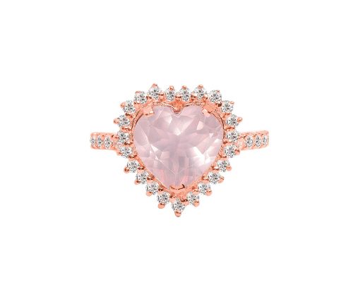 Rose Quartz Gemstone Heart Ring
