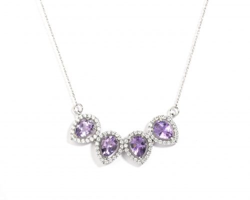 Certified Amethyst Pear Drop Necklace