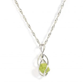 Certified Natural Rough Peridot Cage Pendant for Women