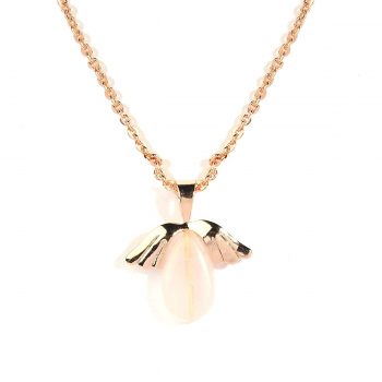Certified Rose Quartz Angel Wings Pendant for Women