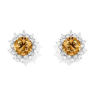 Citrine Sunburst Luxury Stud Earrings