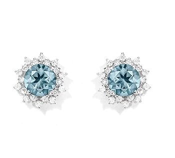 Blue Topaz Sunburst Luxury Stud Earrings