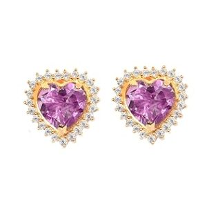 Certified Amethyst Heart Stud Earrings