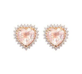 Rose Quartz Heart Stud Earrings