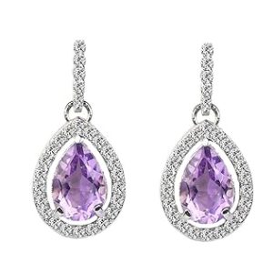Certified Amethyst Pear Cut Dangle Earrings