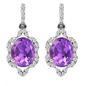 Certified Amethyst Floral Earrings for Women