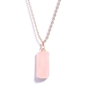 Natural Rose Quartz Gemstone Valentine's Chain Pendant Necklace