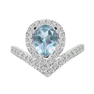 Natural Blue Topaz Gemstone Pear Cut Luxury Ring