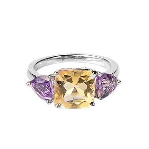 Natural Citrine and Amethyst Statement Ring
