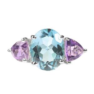 Blue Topaz and Amethyst Statement Ring