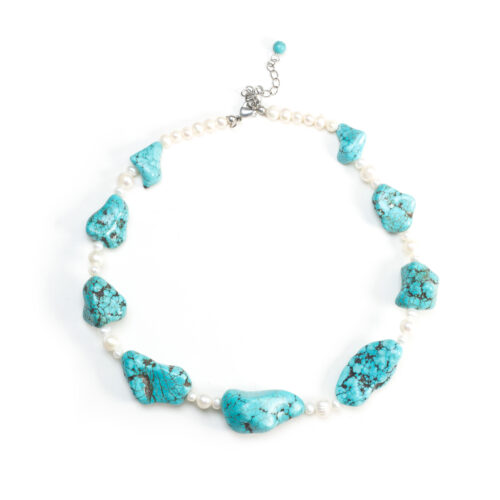 GEMPRO Chunky Genuine Turquoise and Pearl Necklace for Her - Image 5