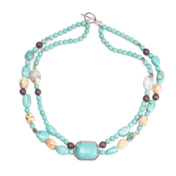 GEMPRO Multilayer Genuine Turquoise Multistone Statement Necklace for Her