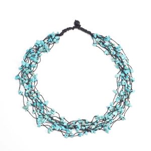 GEMPRO AAA Quality Genuine Turquoise Chips Multilayer Statement Necklace for Her