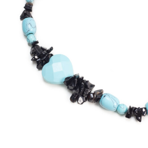 GEMPRO Chunky Genuine Turquoise and Onyx Statement Necklace for Her - Image 5