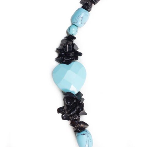 GEMPRO Chunky Genuine Turquoise and Onyx Statement Necklace for Her - Image 4