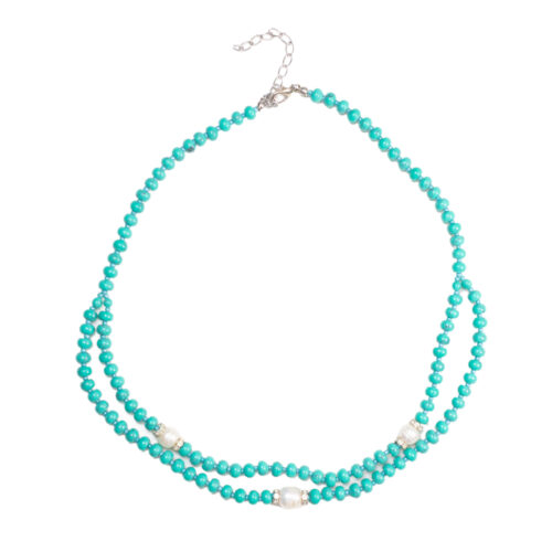 GEMPRO Genuine Turquoise and Pearl Necklace Set for Her - Image 2