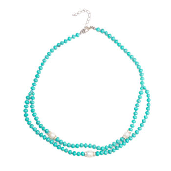 GEMPRO Genuine Turquoise and Pearl Necklace Set for Her