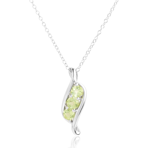Gempro 925 Sterling Silver Round Peridot Pendant For Her, (Silver)