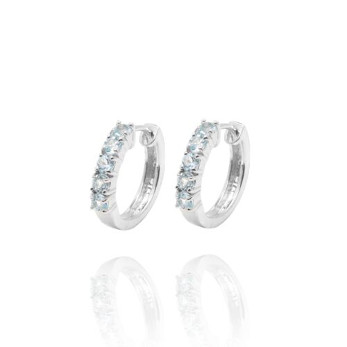 Gempro 925 Sterling Silver Round Sky Blue Topaz Earring For Her, (Silver) - Image 3