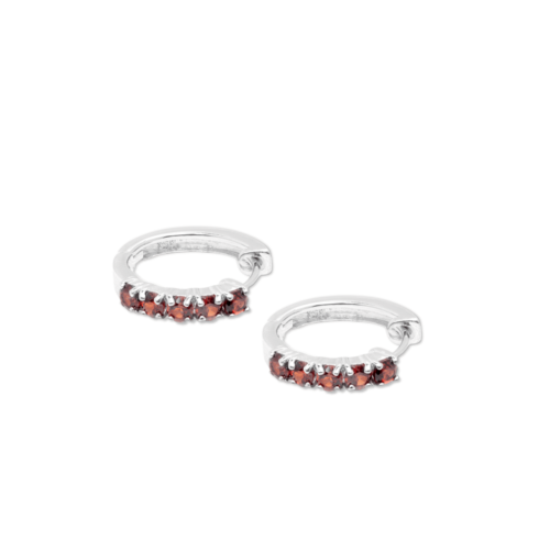 Gempro 925 Sterling Silver Round Garnet Earring For Her, (Silver) - Image 2