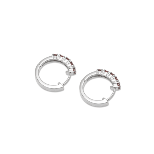 Gempro 925 Sterling Silver Round Garnet Earring For Her, (Silver) - Image 3