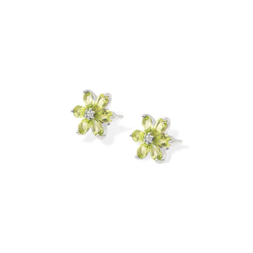 Gempro 925 Sterling Silver Pear Peridot Earring For Her, (Silver) - Image 2