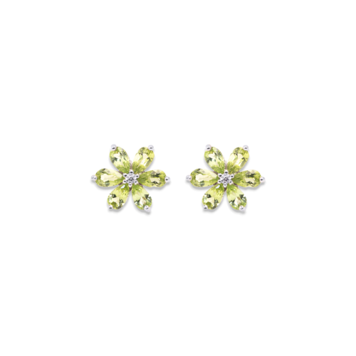 Gempro 925 Sterling Silver Pear Peridot Earring For Her, (Silver)