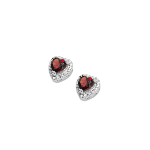 Gempro 925 Sterling Silver Heart Garnet Earring For Her, (Silver) - Image 2