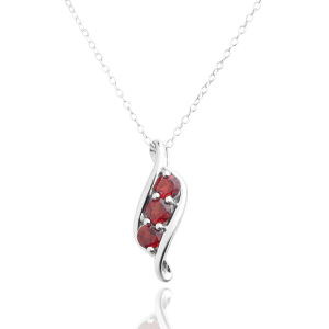 Gempro 925 Sterling Silver Certified Garnet Sunburst Pendant for Women
