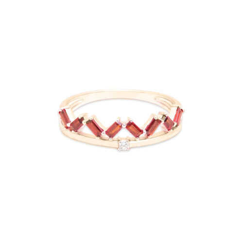 Gempro 925 Sterling Silver Baguette Garnet Ring For Her, (Silver US 7)