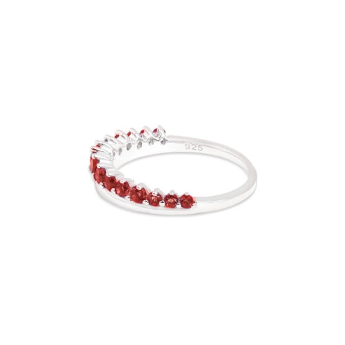 Gempro 925 Sterling Silver Round Graduated Garnet Ring For Her, (Silver, US 7) - Image 2