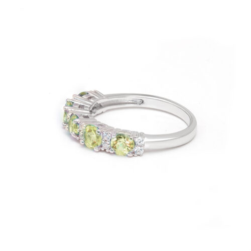 Gempro 925 Sterling Silver Premium Round Peridot Ring For Her, (Silver, US 7) - Image 2