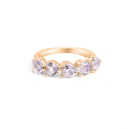 Gempro 925 Sterling Silver Premium Round Amethyst Ring For Her, (Rose Gold, US 6)