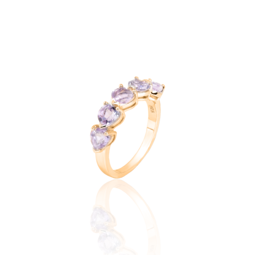 Gempro 925 Sterling Silver Premium Round Amethyst Ring For Her, (Rose Gold, US 6) - Image 3