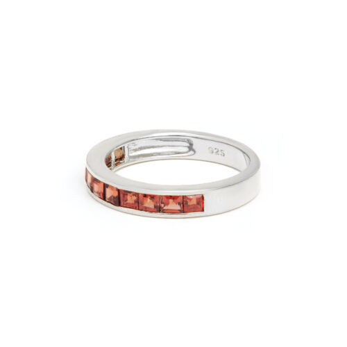 Gempro 925 Sterling Silver Square Garnet Ring For Her, (Silver, US 7) - Image 3
