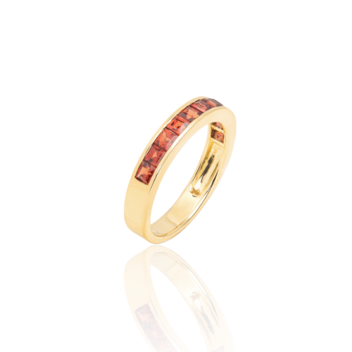Gempro 925 Sterling Silver Square Garnet Ring For Her, (Gold, US 6) - Image 3