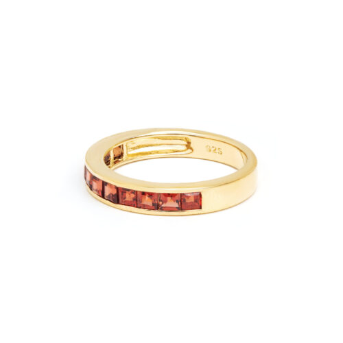 Gempro 925 Sterling Silver Square Garnet Ring For Her, (Gold, US 6) - Image 2